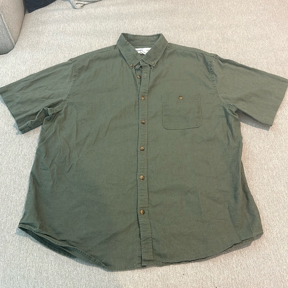 Old Navy Slim Fit Green Short Sleeve Button Down Casual Shirt Size XL